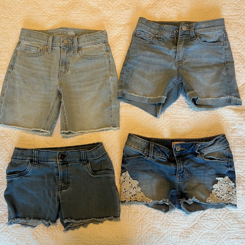 Bundle: Four sets of girls Jean shorts, size 8